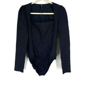 Zara Black Bodysuit Size Small Square Neckline NWOT